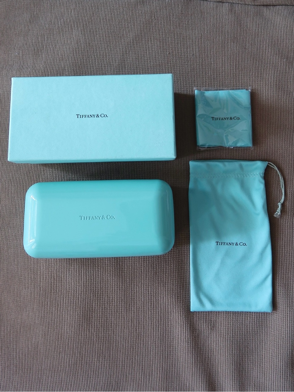 Tiffany & Co. Tiffany Blue Hard Eyewear Case + Box, Dust Bag & Sealed Cloth